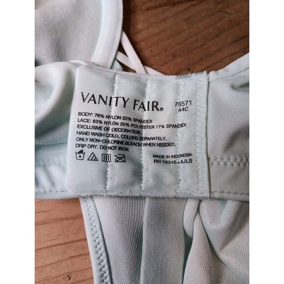 Vanity Fair 76571 Womens 44C Radiant Back Smoothing Bra Unlined Underwire Mint - Picture 4 of 4